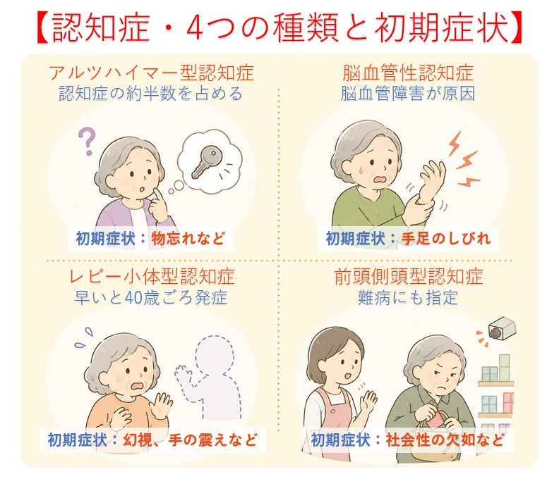 認知症4つの種類と初期症状
